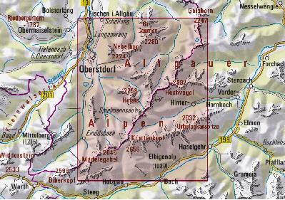 Blattschnitt Alpenvereinskarte BY 4